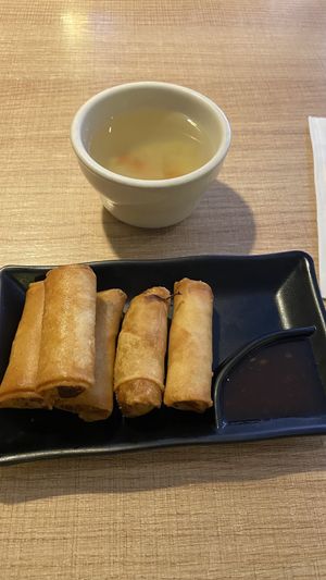 Vegan rolls and lunch soup  at Vegan House in Phoenix