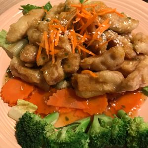 orange chicken at Vegan House in Phoenix
