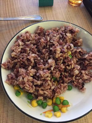 Steamed brown rice (I think it's actually purple rice) at Vegan House in Phoenix