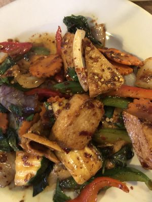 Eggplant with chick*n. at Vegan House in Phoenix