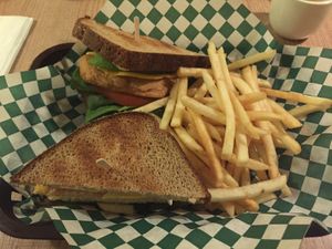 ‘Chicken’ sandwich and fries at Vegan House in Phoenix