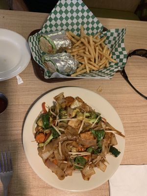 Jungle noodles & chkn wrap  at Vegan House in Phoenix
