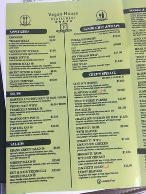 Menu1 at Vegan House in Phoenix