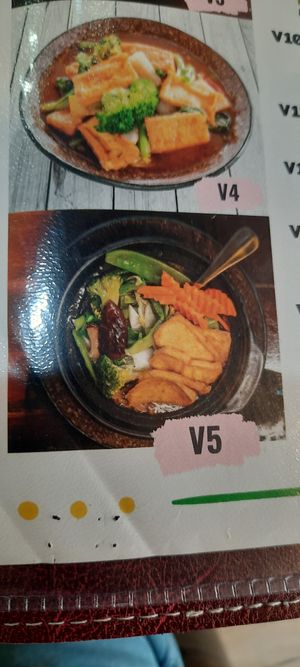 Clay pot with veggies and two types of tofu at V Bites in Bankstown