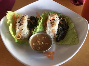 Sesame leaf rolls (always vegan)  at The Bee's Knees in Augusta