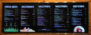 Wall menu. at Juice Generation - Grand Central in New York City