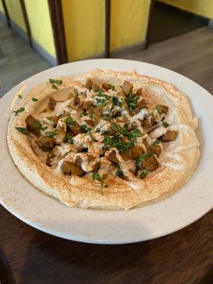 The shawarma hummus.  at Hummus in Barcelona