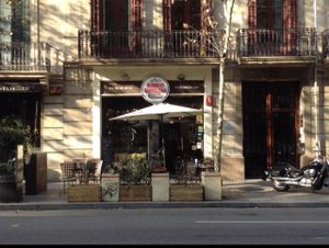 Outside at Hummus in Barcelona