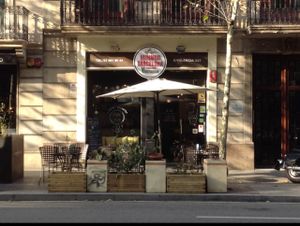 Outside at Hummus in Barcelona