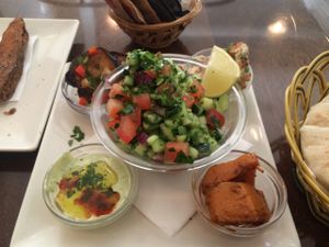 salad of the menu  at Hummus in Barcelona