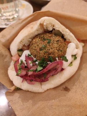 Falafel pita at Hummus in Barcelona