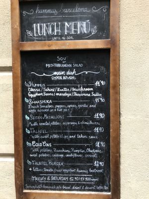 Daily menu at Hummus in Barcelona