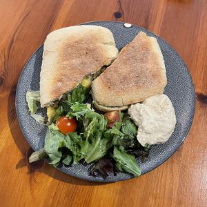 Falafel & Vegan Cheese Panini at The Cornerhouse Cafe in Berwick-upon-tweed