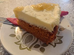 Vegan apple & salted caramel cake - yum! at The Cornerhouse Cafe in Berwick-upon-tweed