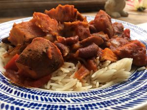 Sweet potato and mixed bean chilli  at The Cornerhouse Cafe in Berwick-upon-tweed