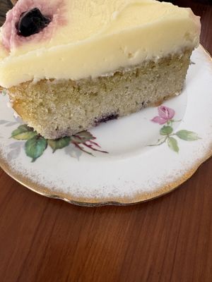 Blueberry and vanilla cake  at The Cornerhouse Cafe in Berwick-upon-tweed