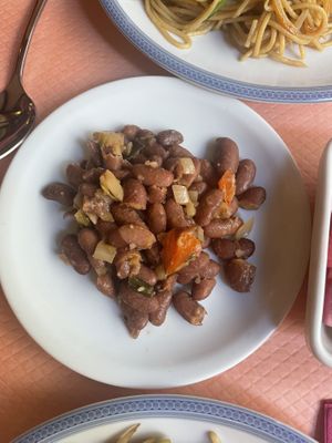 Black beans in a tomato sauce  at Pema Thang in Paris