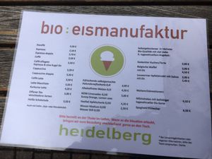 the menu at Bio-Eismanufaktur in Heidelberg