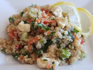 Quinoa Kale Salad
$8.00
Organic Ingredients: Cauliflower,
Quinoa, Kale, Peppers, Celery, Scallions, Cucumber, Edamame, Carrots, Parsley, Nutri-Yeast, Aminos
Dressing:  EVOO, Lemon, Onion and Garlic Powder
Net Wt. 9.5oz.  561.617.1735  Boca Raton, FL 33432
 at LOVJuice in Boca Raton
