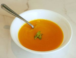 Carrot Ginger Soup- a customer favorite- great on a cool, breezy day! at LOVJuice in Boca Raton