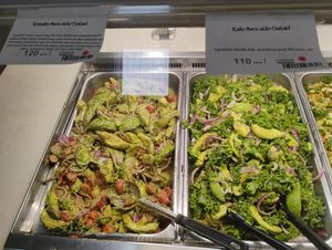 Two vegan salads on bar at Whole Foods Market in West Palm Beach