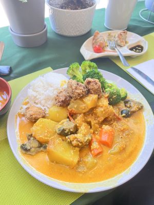 The chicken curry (vegan)    at Peaceful Loft in St Johns
