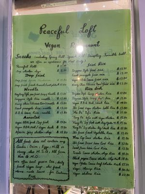 Menu says it is totally vegan 🌱   at Peaceful Loft in St Johns