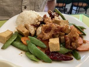 Kung Pao tofu  at Peaceful Loft in St Johns