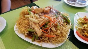 The biggest noodle dish ever. at Peaceful Loft in St Johns