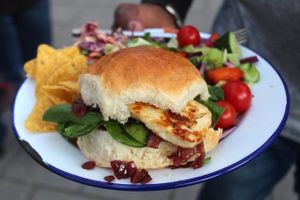 Lovely Vegan Tofu Burger - Which was a special at the last Trew Era Acoustic night. at Trew Era Cafe in North London