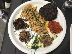 mushroom fettuccini sampler at FED by Water in East London