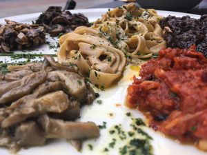 mushroom fettuccini sampler close up at FED by Water in East London