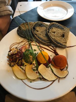 Started, selection of cheeses with bread  at FED by Water in East London
