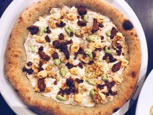 7 cheeses vegan pizza! at FED by Water in East London