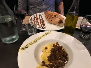 carbonara and calzone at FED by Water in East London