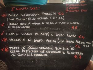 All vegan dessert menu at Selezione Naturale in Turin