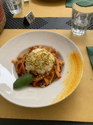 Pasta with tomato sauce and veg cheese   at Selezione Naturale in Turin