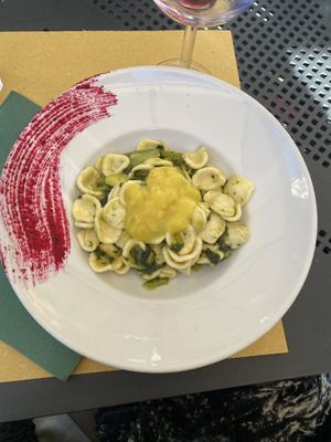 Orecchiette alle cime di rapa con parmantier di patate e cipolle   at Selezione Naturale in Turin