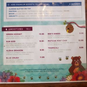 Menu at The Hive in Santa Monica