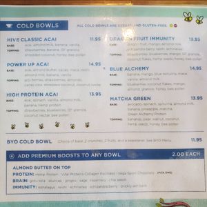 Menu at The Hive in Santa Monica