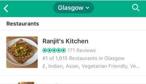No.1 in Glasgow! at Ranjit's Kitchen in Glasgow