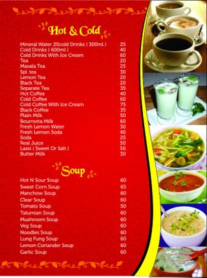 drink menu  at Krishna Ji in Haridwar