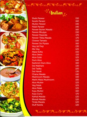 indian curry menu  at Krishna Ji in Haridwar