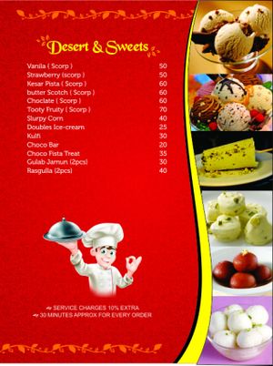 sweet menu  at Krishna Ji in Haridwar