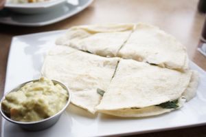 Vegan quesadillas.  at La Posada del Mirador in Lima