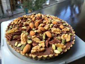 Raw chocolate cake with mix nuts at Maria Cafe in Kagoshima