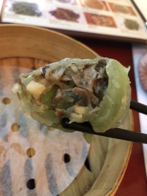 Steamed green jade dumpling  at Bodhi Kosher Vegetarian Restaurant in New York City