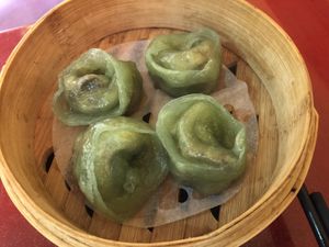 Vegan steamed green jade dumpling  at Bodhi Kosher Vegetarian Restaurant in New York City