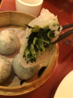 Steamed parsley dumpling (gluten free ) at Bodhi Kosher Vegetarian Restaurant in New York City