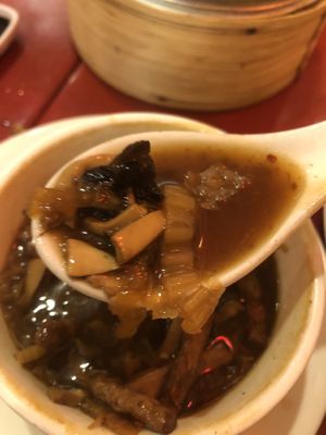Sweet sour soup  at Bodhi Kosher Vegetarian Restaurant in New York City